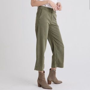 oat + fort olive green wide leg jeans
